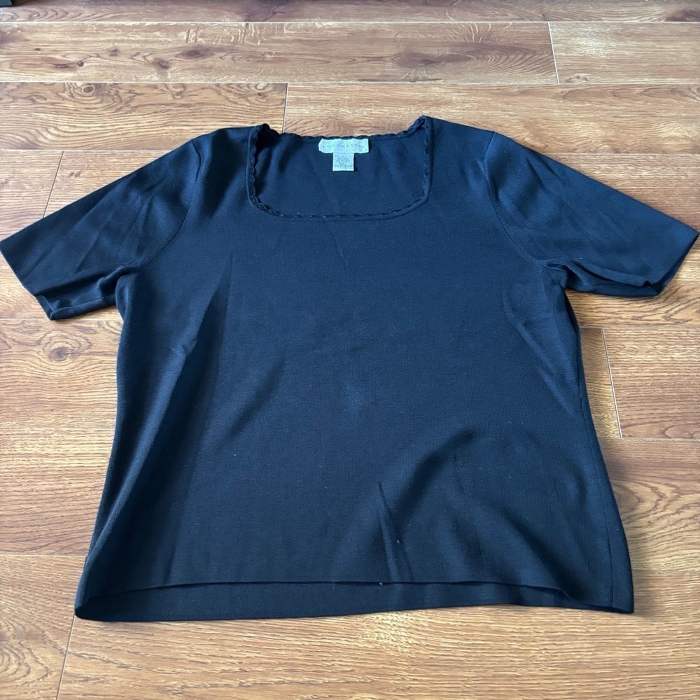 Vintage Doncaster stretch silk square neck short sleeve top in size L